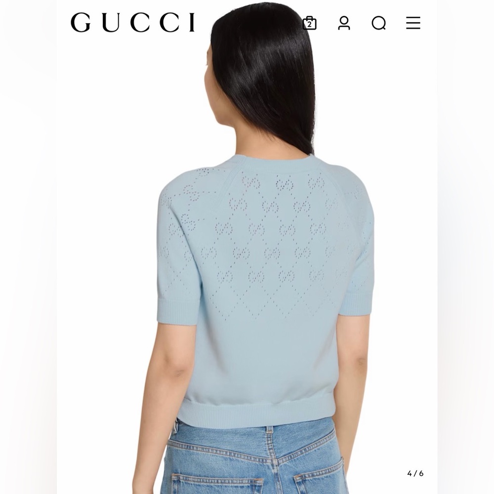 GUCCI | ✨NEW✨ GG Cotton Crewneck Top in Pale Blue - Picture 3 of 10
